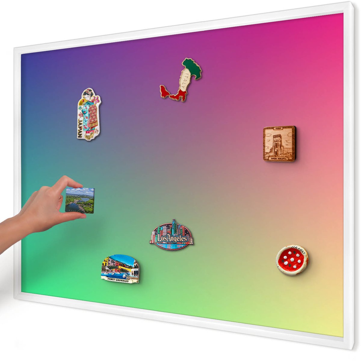Artprintcave Paars Magneetbord mit Witte Lijst - 100x70 cm - Kleurrijk Verloop Magnetische Organizer - Abstract Bord Voor Magneten - Abstractie