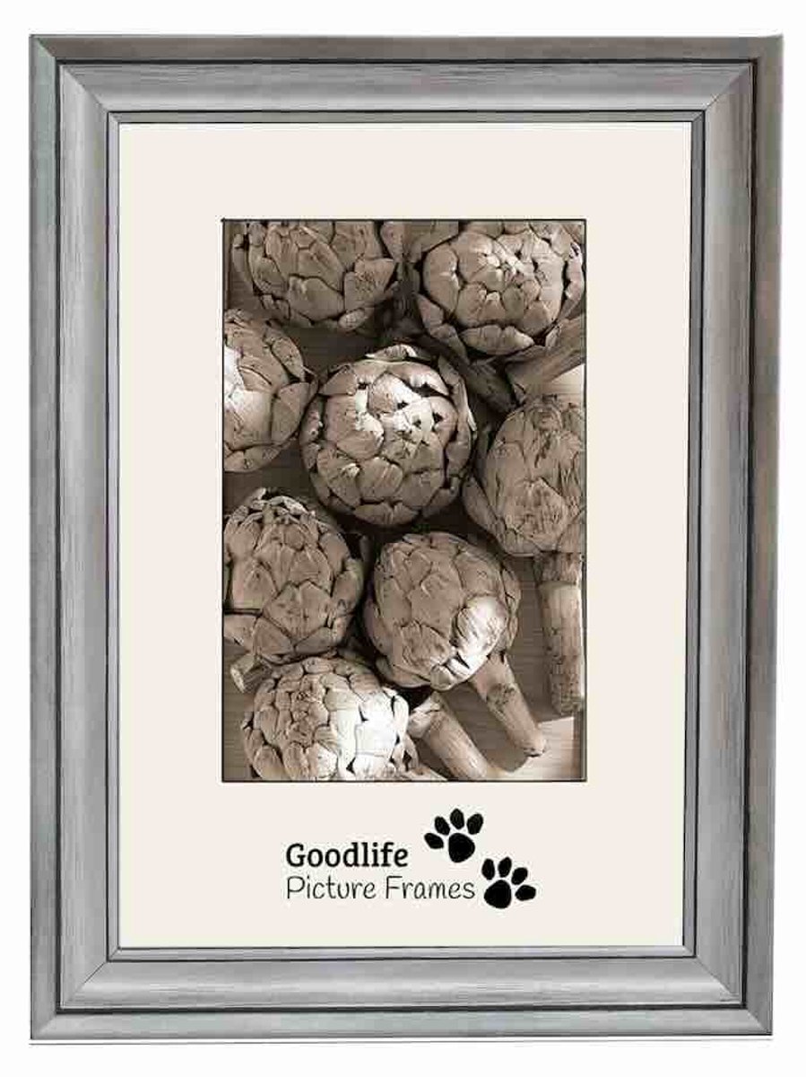 Houten Fotolijst Luna Zilver - 10x20 - Helderglas - 30 mm breed profiel - Goodlife Picture Frames