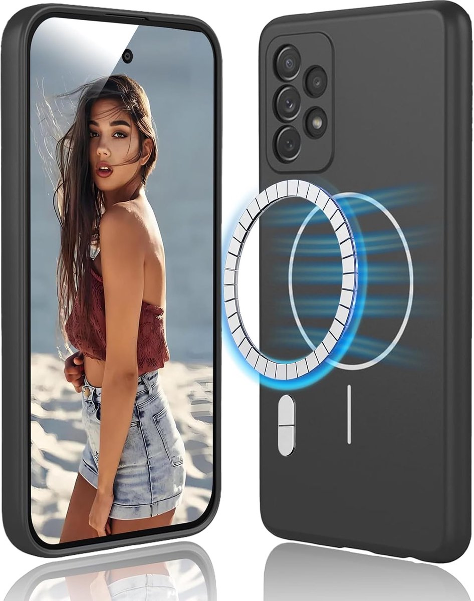 Magnetisch voor Samsung Galaxy A32 4G - Telefoonhoesje van Vloeibaar Siliconen, Schokbestendig Case, Compatibel met Magnetische Accessoires, Zwart