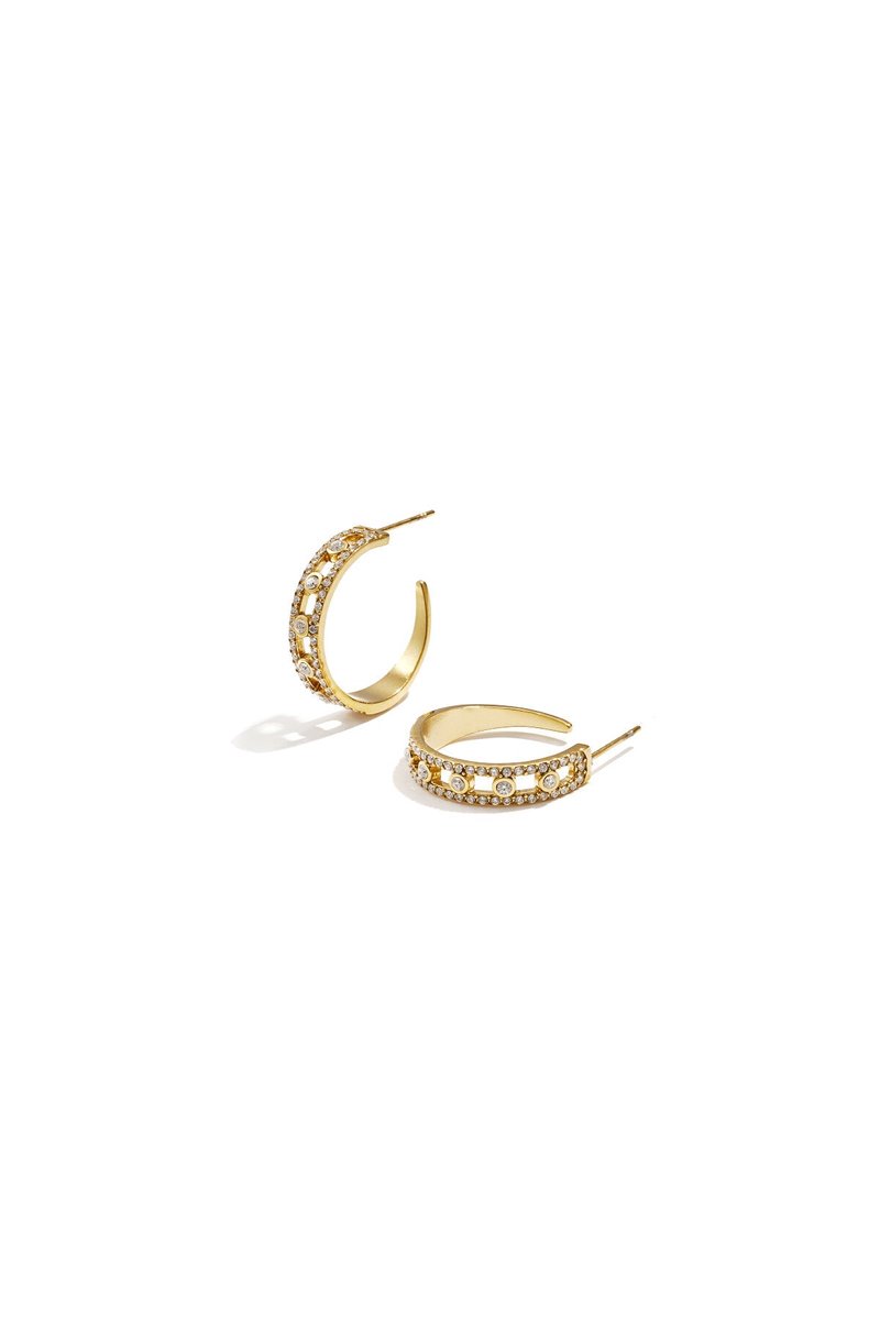 Stylish rhinestone hoop earrings for women - zilveren kleur