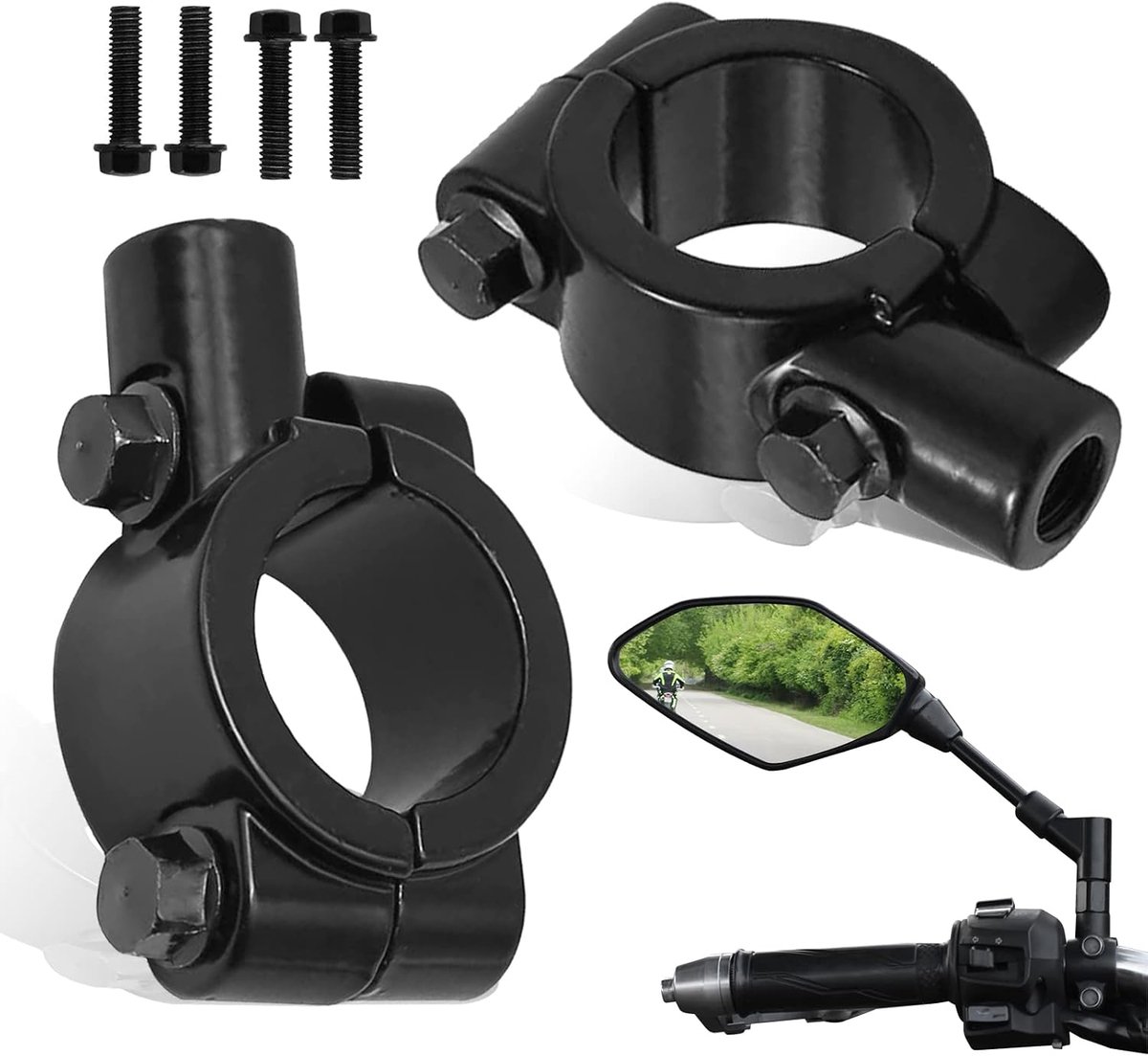 2 stuks motorspiegelhouders, 7/8 inch, houder voor stuurspiegel voor