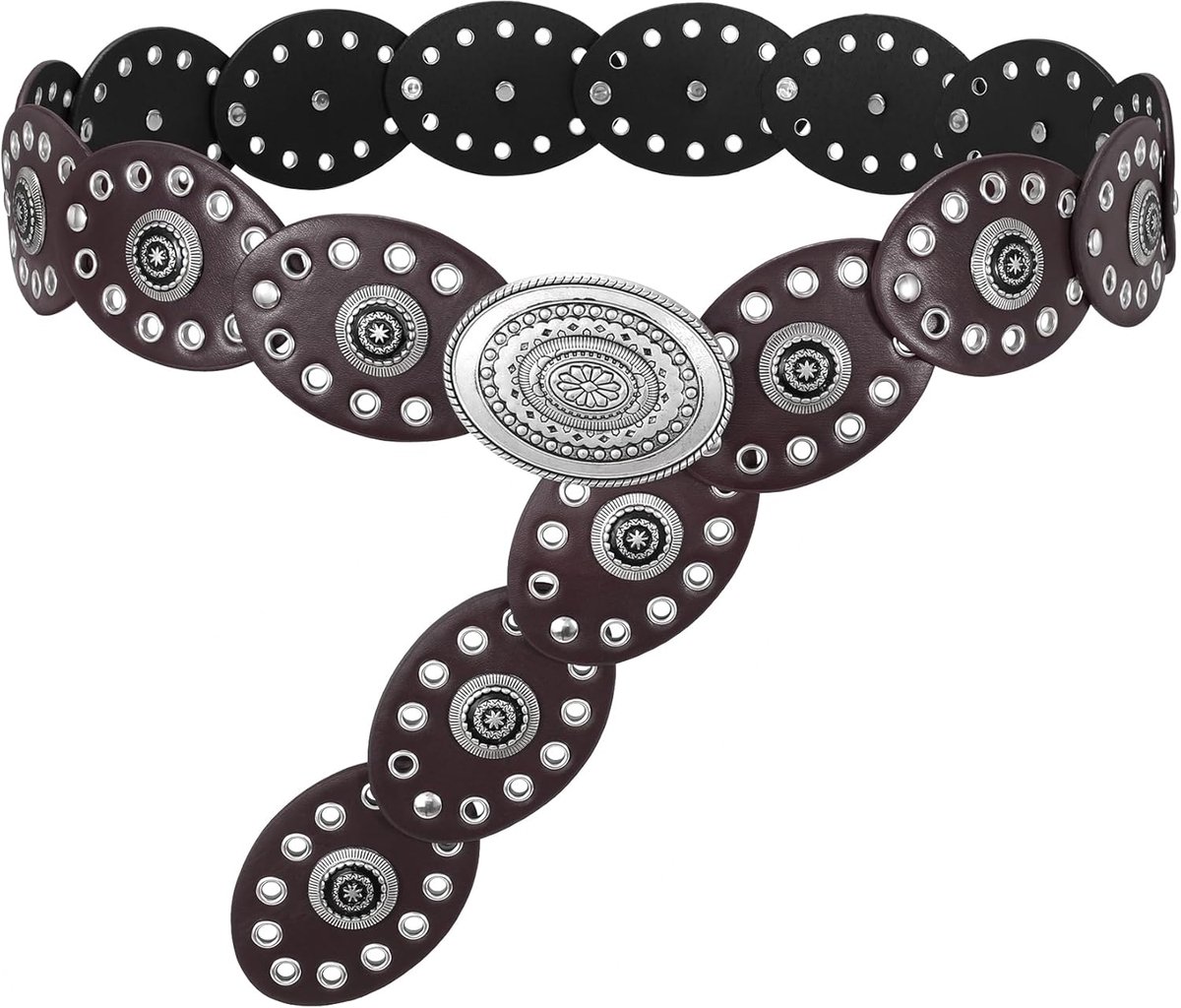 Concho riem voor dames, brede boho-westernriem, boho-tailleriem voor
