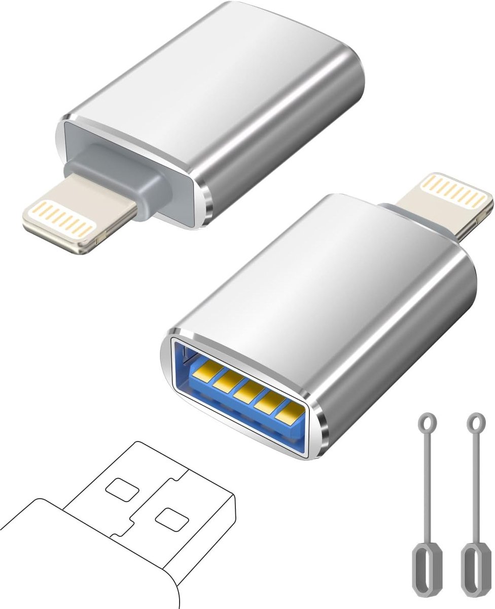 Lightning Male naar USB Female-Kabel voor iPhone 14 13 12 11 Pro Max/iPad, iPhone OTG-Adapter Ondersteunt USB-Flashdrive, Muis, Toetsenbord, Hub, Camera, Kaartlezer