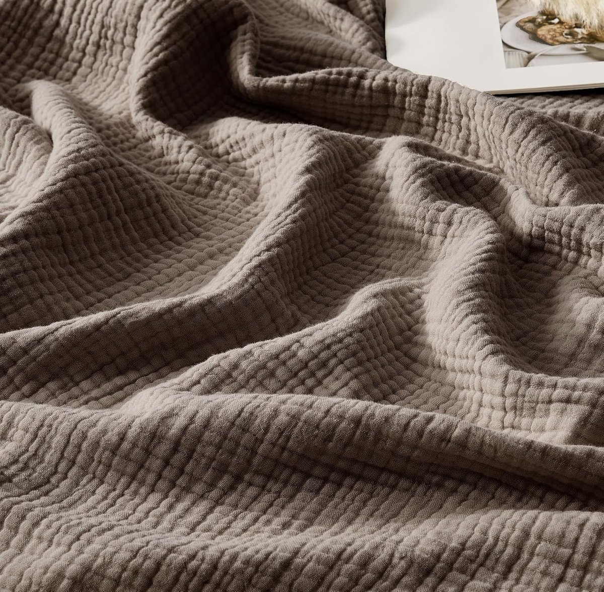 Zachte Muslin Dekbedcover van 100% Katoen, 130 x 150 cm, 4 Laags, Ademend en Franje, Perfect voor Zomer en Dubbele Bedden
