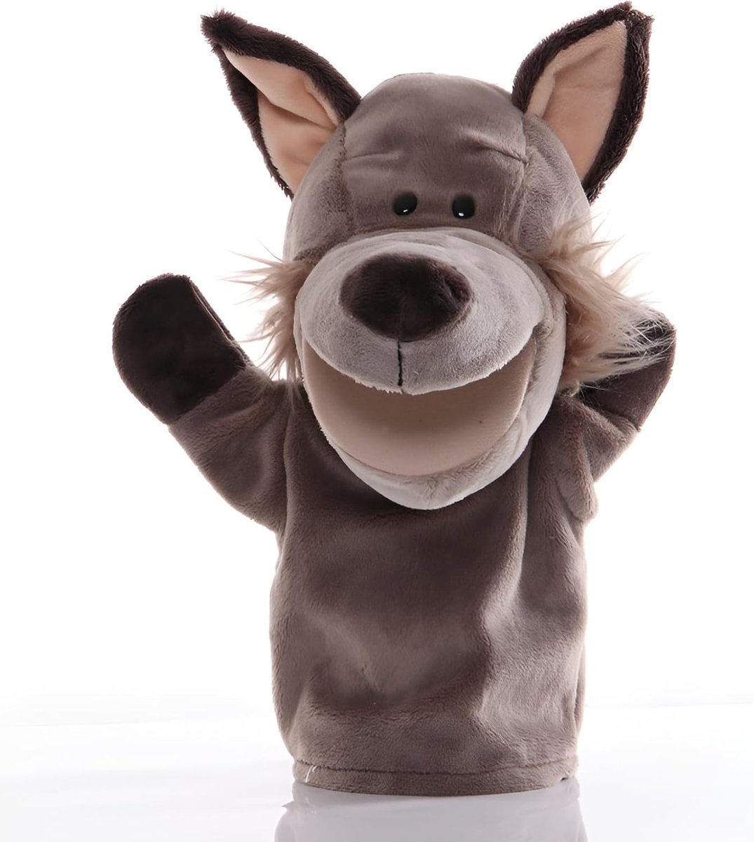 Zachte Pluche Handpoppen voor Kinderen, Grote Beweegbare Monden, Dierlijke Poppen voor Peuters en Jongens en Meisjes, 25 cm Wolf
