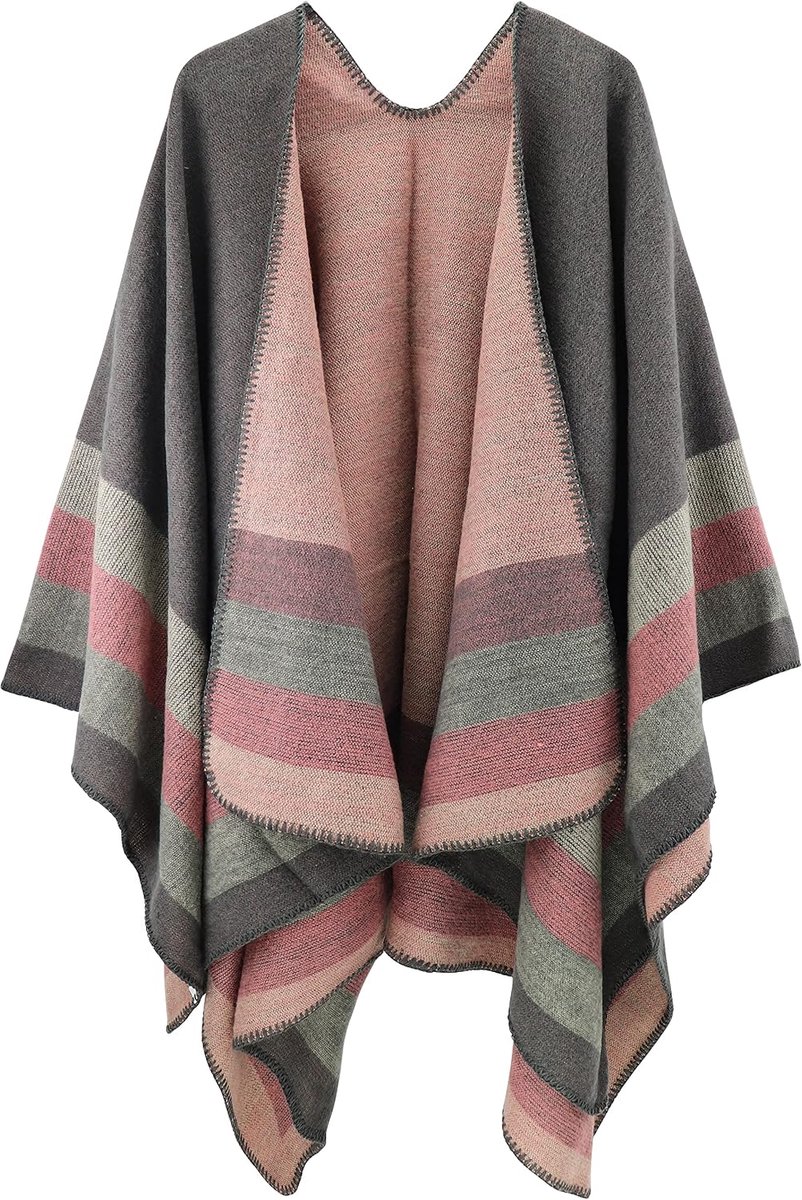 Girl Poncho, dames, gebreid, oversized, cape/sjaal