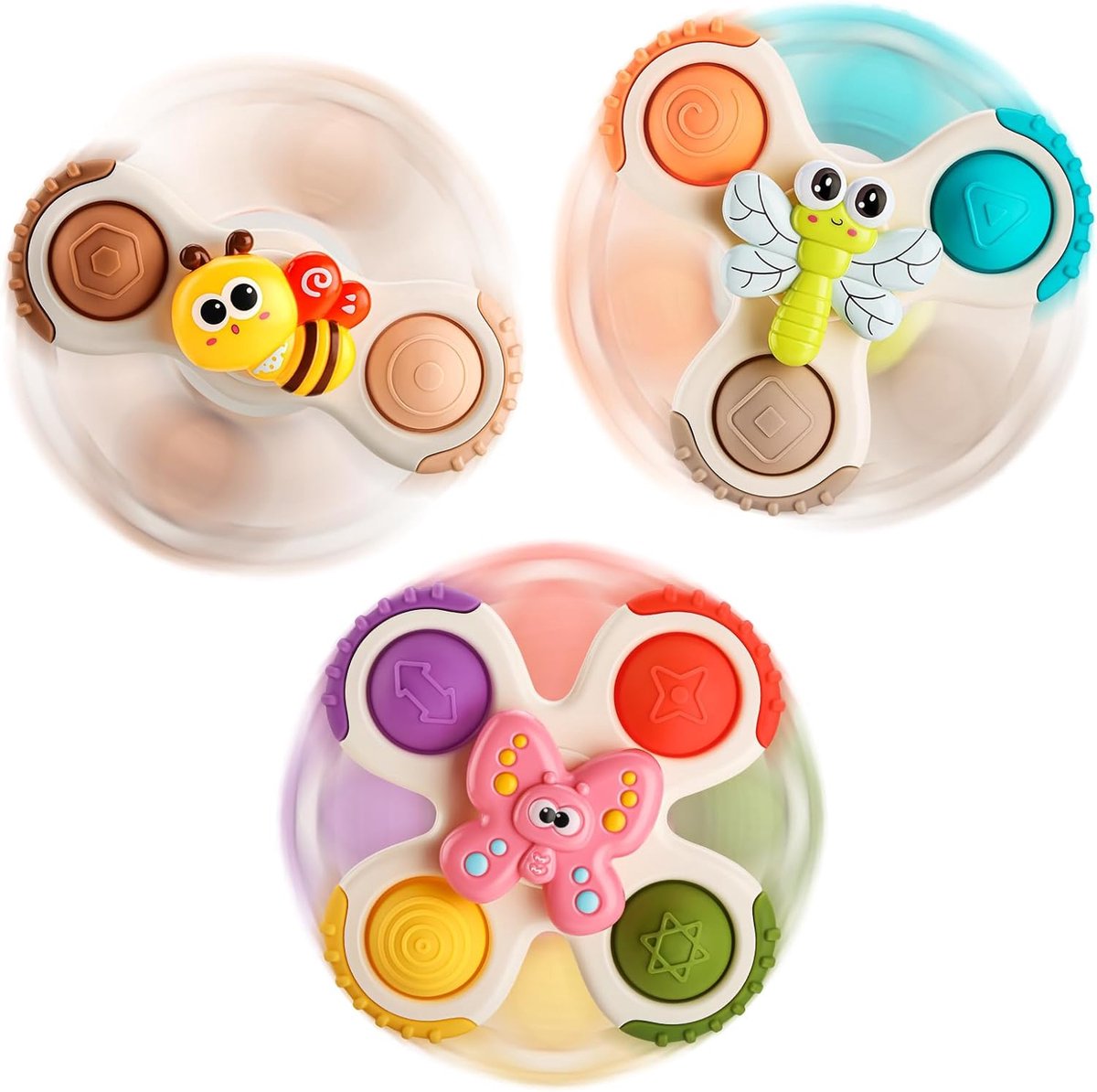lerrbo 3Pcs Zuignap Spinner Speelgoed voor 1 Jaar Oud Jongen Meisje
