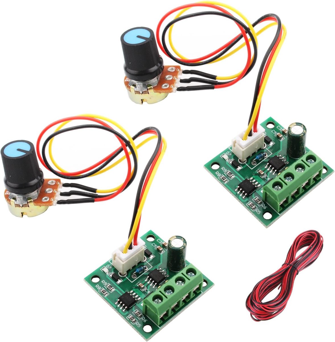 2 stuks Snelheidsregelaar 12V, Dc PWM-regelaar 1,8V 3V 5V 6V 12V 2A