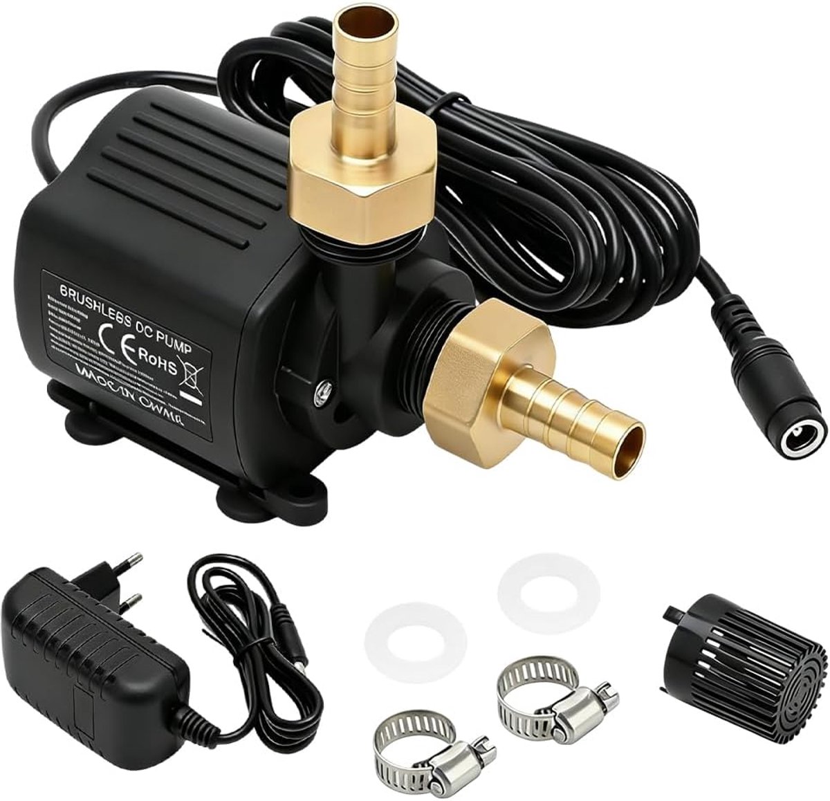 waterpomp, 12 V, aquariumpomp klein met 5 snelheden, toerentalregeling, mini-dompelpomp met 5 m opvoerhoogte, mini-waterpomp, aquariumpomp voor watercirculatiesysteem (800 l/h)