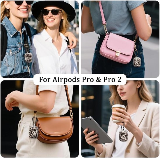 Hoes case compatibel met AirPods Pro 2, AirPods Pro, luipaardpatroon, case van siliconen, schokbestendig, met sleutelhanger, compatibel met Apple AirPods Pro 2nd/1e generatie case — afbeelding 4