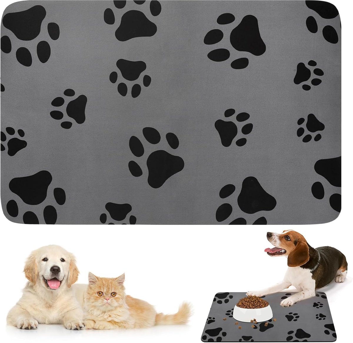 Pet Voedingsmat 60×40Cm Antislip Absorberend Sneldrogend | Beschermt Vloer Tegen Voedselresten En Waterspatten Bij Huisdieren