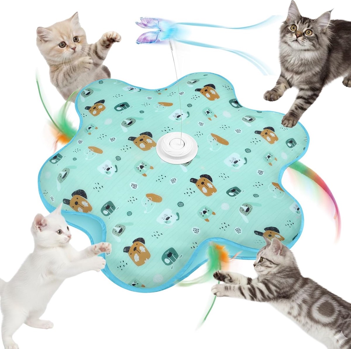 Interactief kattenspeelgoed met veermechanisme muis+vlinder
