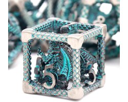 Würfel, Metall Spielwürfel Dungeons and Dragons Würfel Set HNCCESG Hohle 3D Drachen D&D Würfel Polyedrische Würfelset für Pathfinder MTG RPG DND Dice Set W20 W12 W10 W8 W6 W4 (3D-Blau)