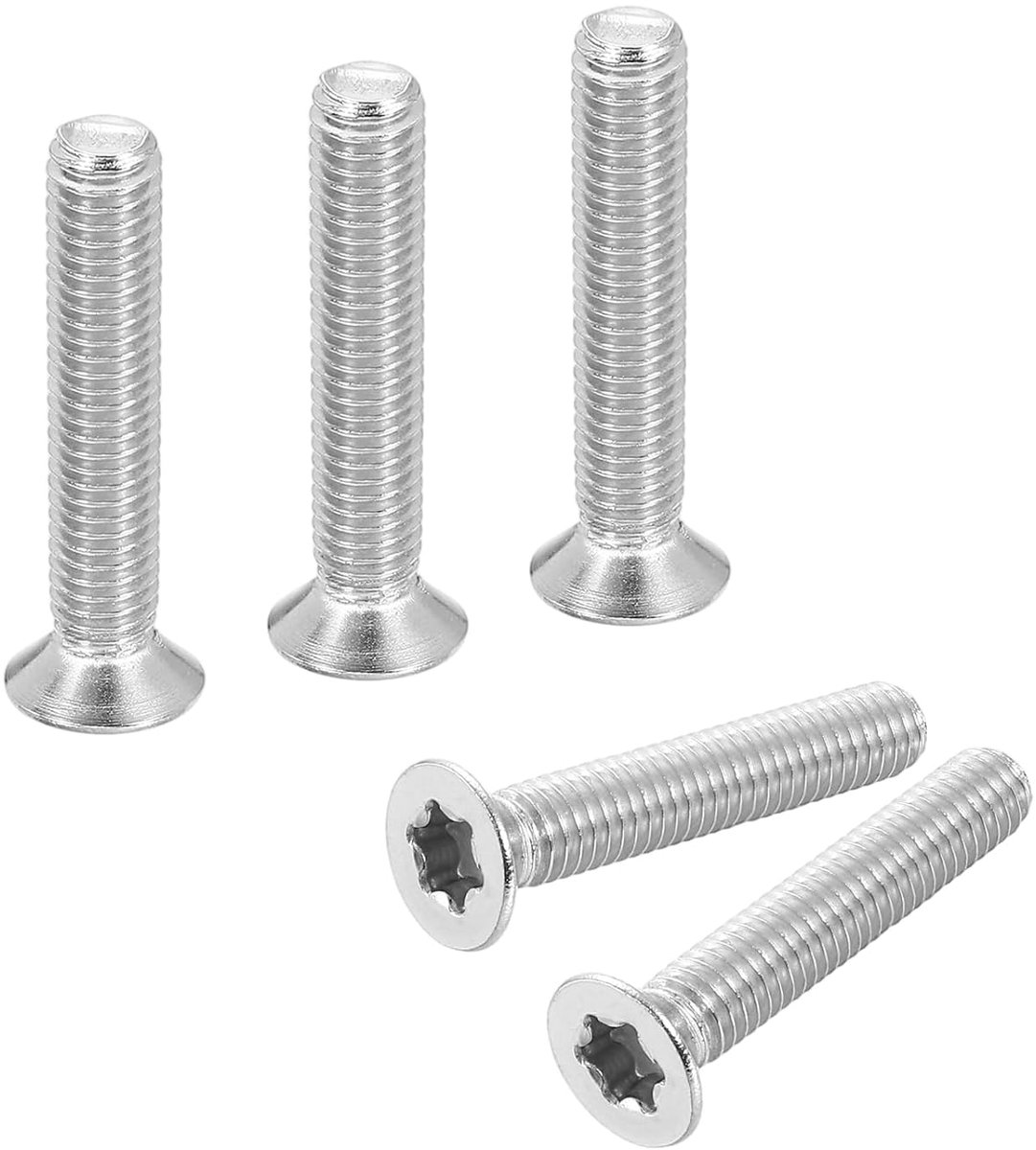 25 stuks Torx schroeven met verzonken kop, M6-1 x 35 mm, platte kop, diefstalbestendige machineschroeven, 304 roestvrij staal, aandrijving, verzonken kop, volledige schroefdraad, zilver