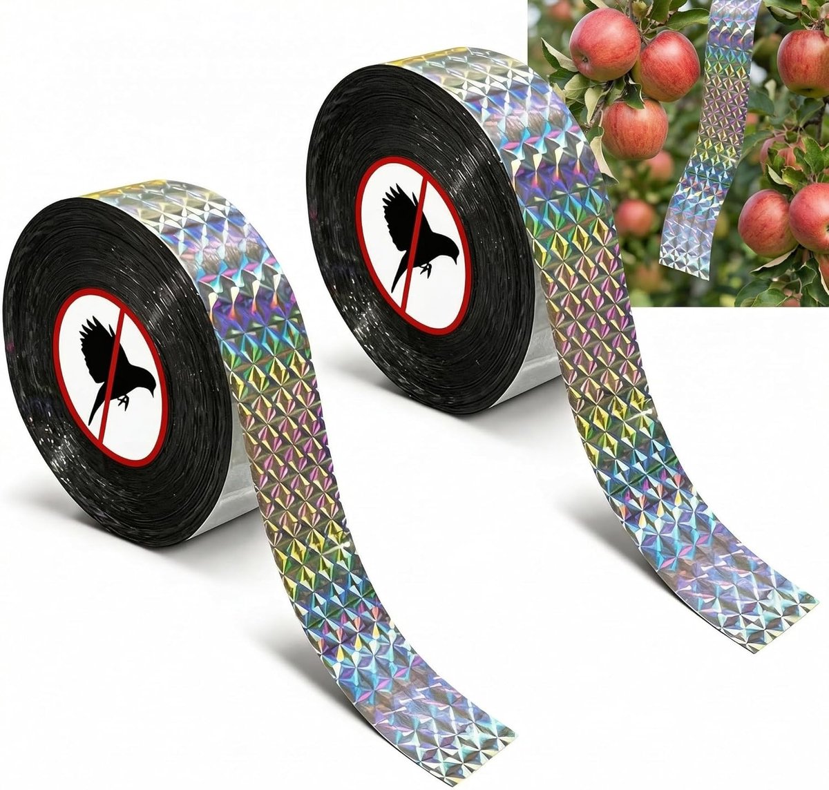 2 rollen, 100 m x 2,4 cm, dubbelzijdig reflecterend, voor tuinen, daken, binnenplaatsen