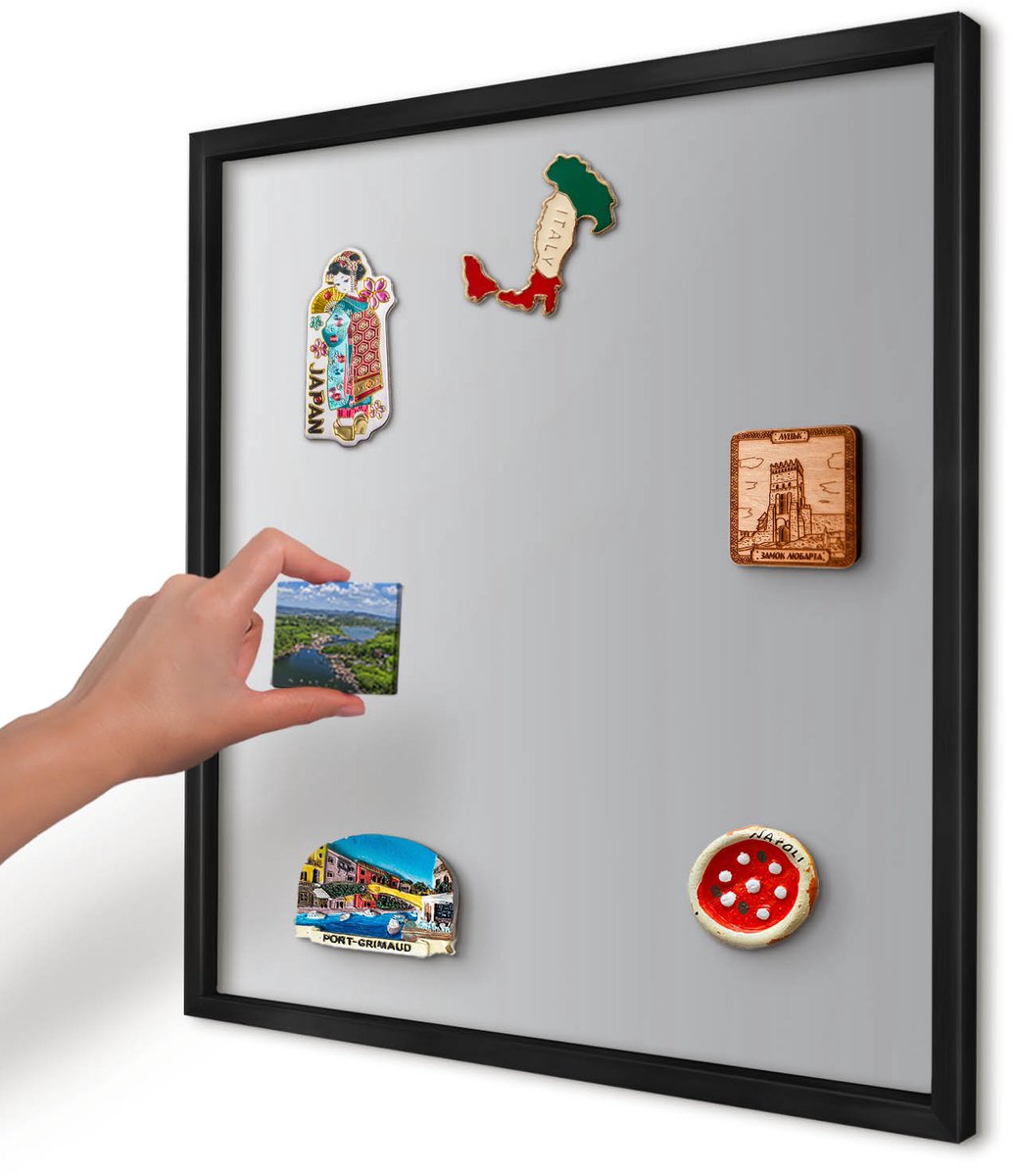 Artprintcave Grijs Magneetbord mit Zwart Frame - 50x50 cm - Grijze Gradiënt Memobord Keuken - Minimalist Magnetisch Bord - Achtergronden En Patronen