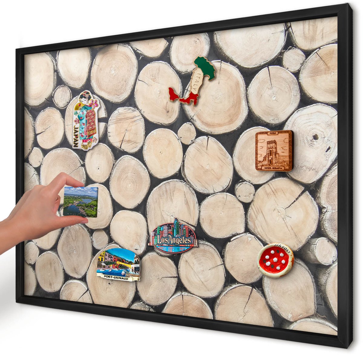 Artprintcave Beige Magneetbord mit Zwart Frame - 70x50 cm - Houtstructuur Bord Voor Magneten - Rustiek Magnetisch Bord Voor Magneten - Texturen