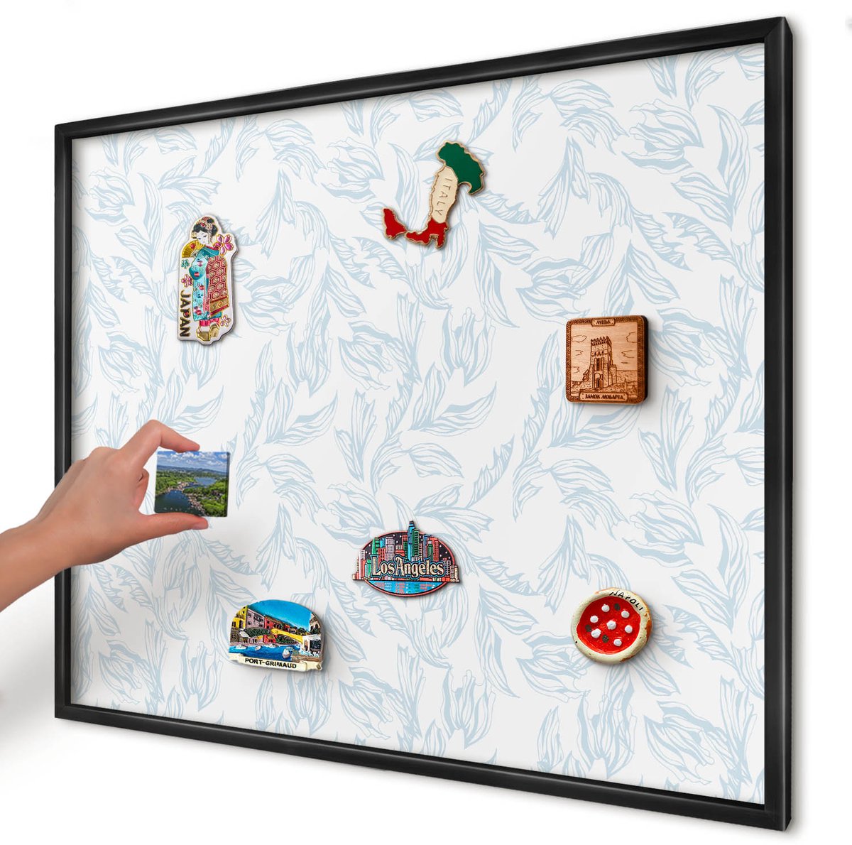 Artprintcave Wit Magneetbord mit Zwart Frame - 80x60 cm - Licht Thema Magneetbord Voor Foto's - Minimalist Notitiebord - Bloemen En Planten