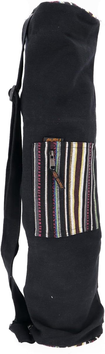 Boho yogamatas, yogatas uit Nepal, 100% katoen, zwart - ShopVlot