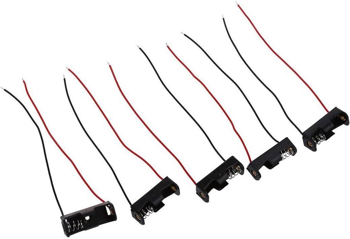 Batterij Houders - Draad Connector - Stroom Voorzien - Veerclip Ontwerp - 5 Stuks - Zwart