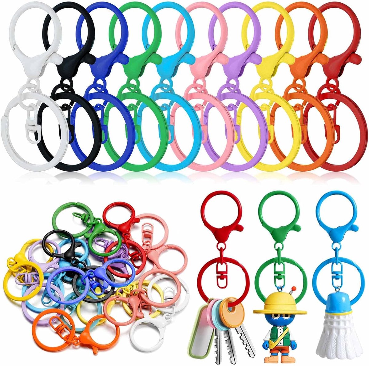 sleutelhanger zelf maken, sleutelkarabiner, 30 stuks karabijnhaken