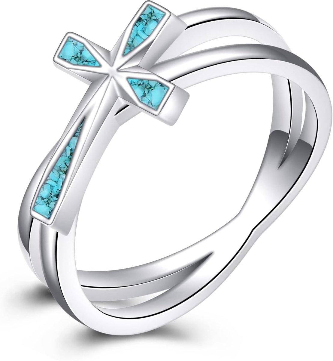 925 Sterling Zilver Turquoise Geloof Jezus Ring Sieraden Voor Dames Heren Christelijk-57