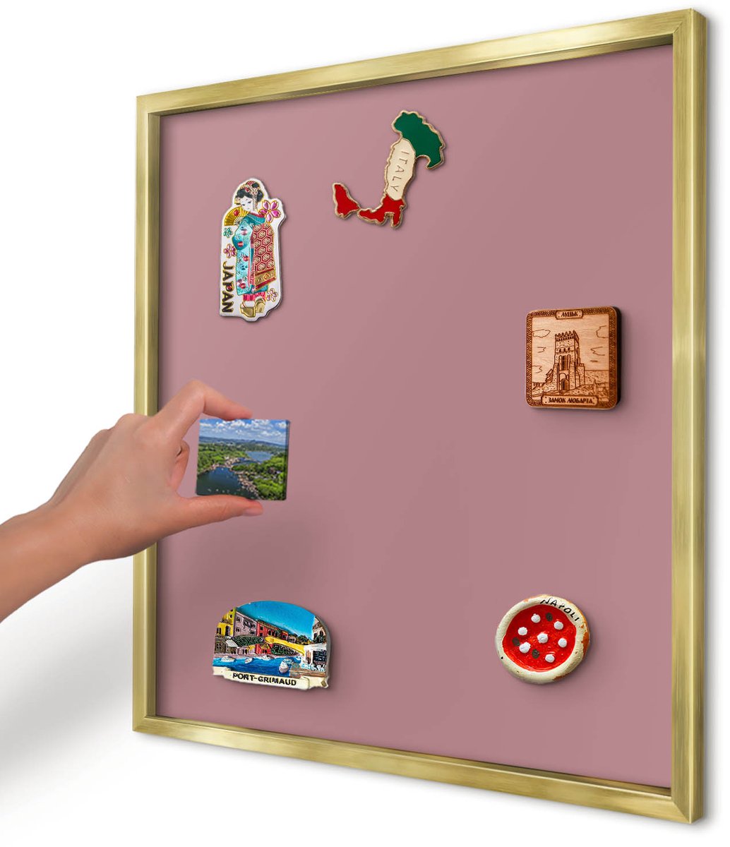 Artprintcave Roze Magneetbord mit Gouden Frame - 50x50 cm - Oudroze Wandbord Magnetisch - Minimalist Magneetbord Voor Foto's - Achtergronden En Patronen
