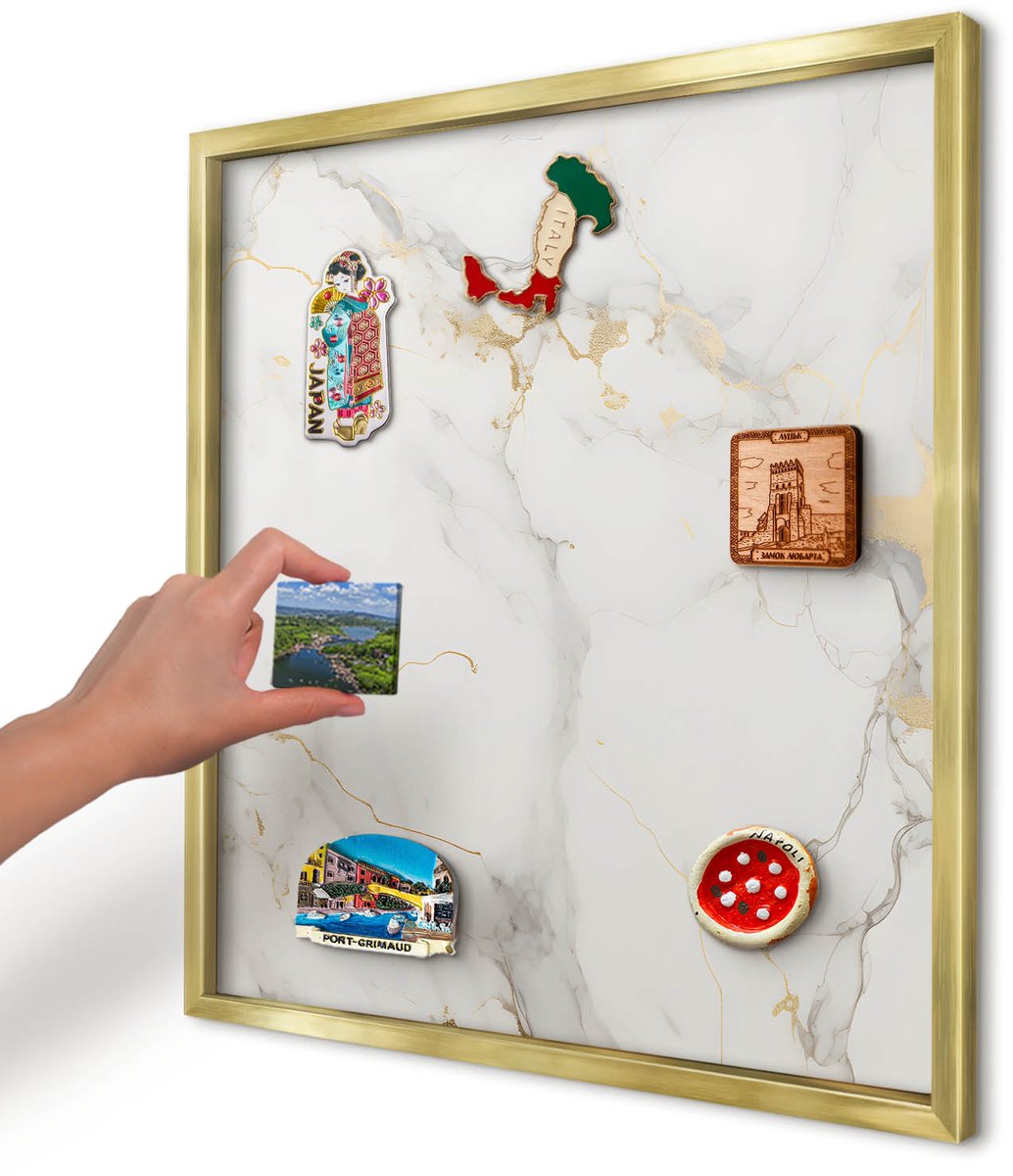 Artprintcave Wit Magneetbord mit Gouden Frame - 50x50 cm - Verfijnde Elegantie Bord Voor Magneten - Modern Magnetisch Bord Voor Magneten - Texturen
