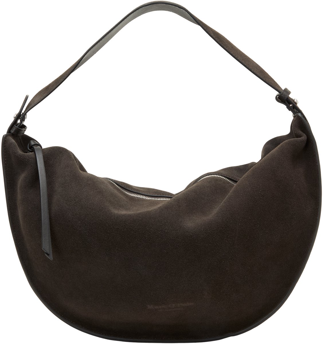 Marc O'Polo Leren schoudertas Aamu Hobo Bag Burnt Coffee donkerbruin