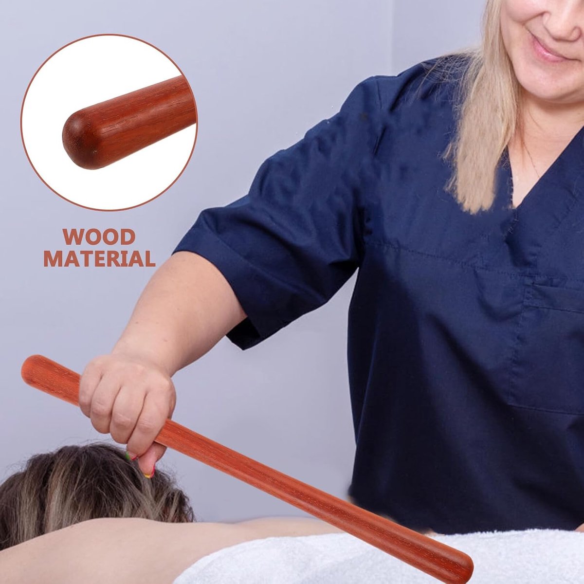 Massagestok Hout - Spierontspanningstool - Diepe Weefselmassage - Lichtgewicht Draagbaar - 41 cm - Bruin