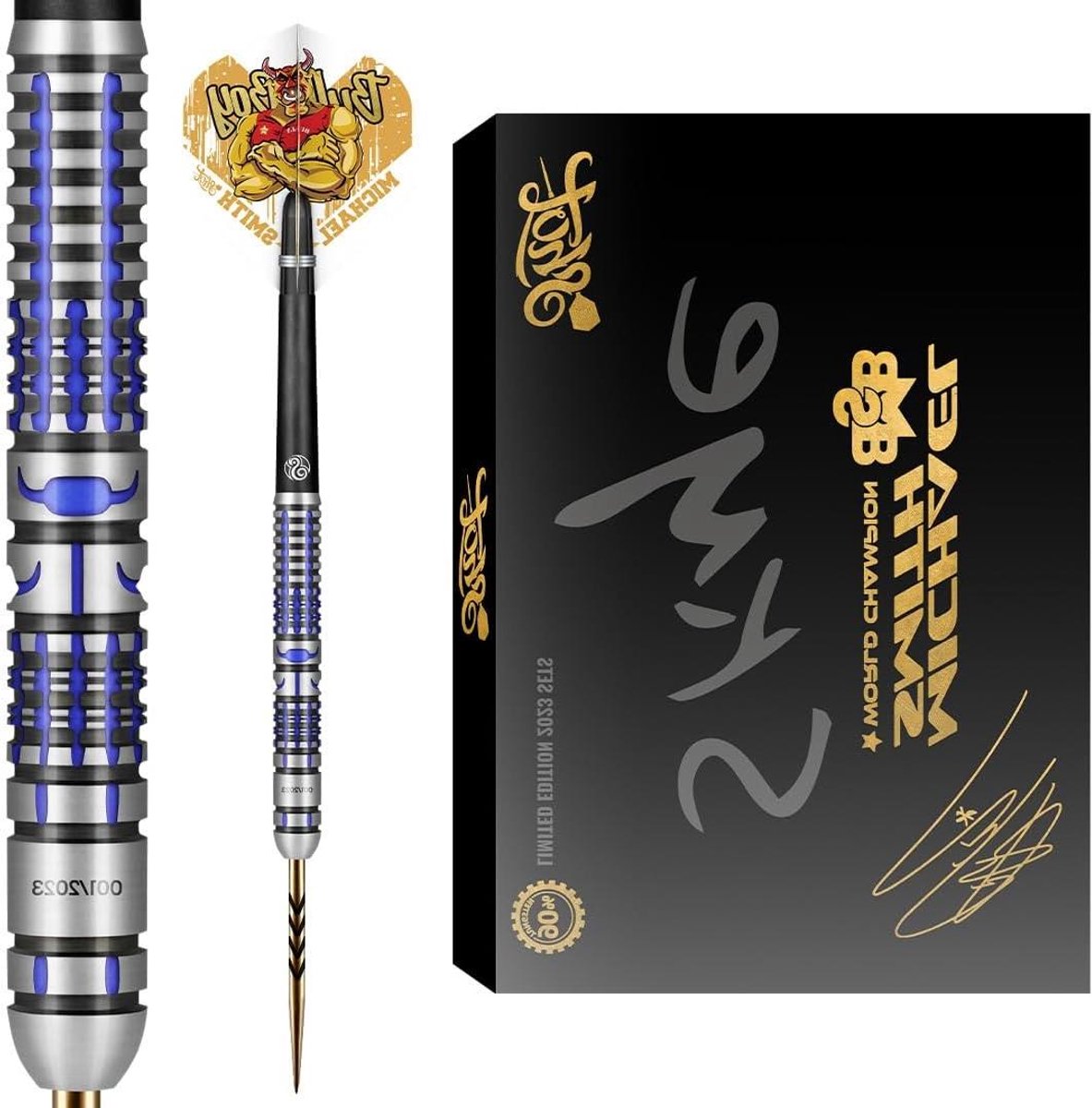 Steeldarts Limited Edition - Dartpijlen Set - Precisie Werpen - Individueel Genummerd - 24 gram - Zwart Blauw