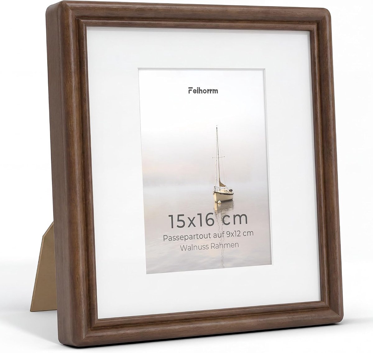 Fotolijst 15 x 16 cm - Walnoot massief hout - Tempered glas - Geschikt voor 15 x 16 cm foto's - ShopVlot