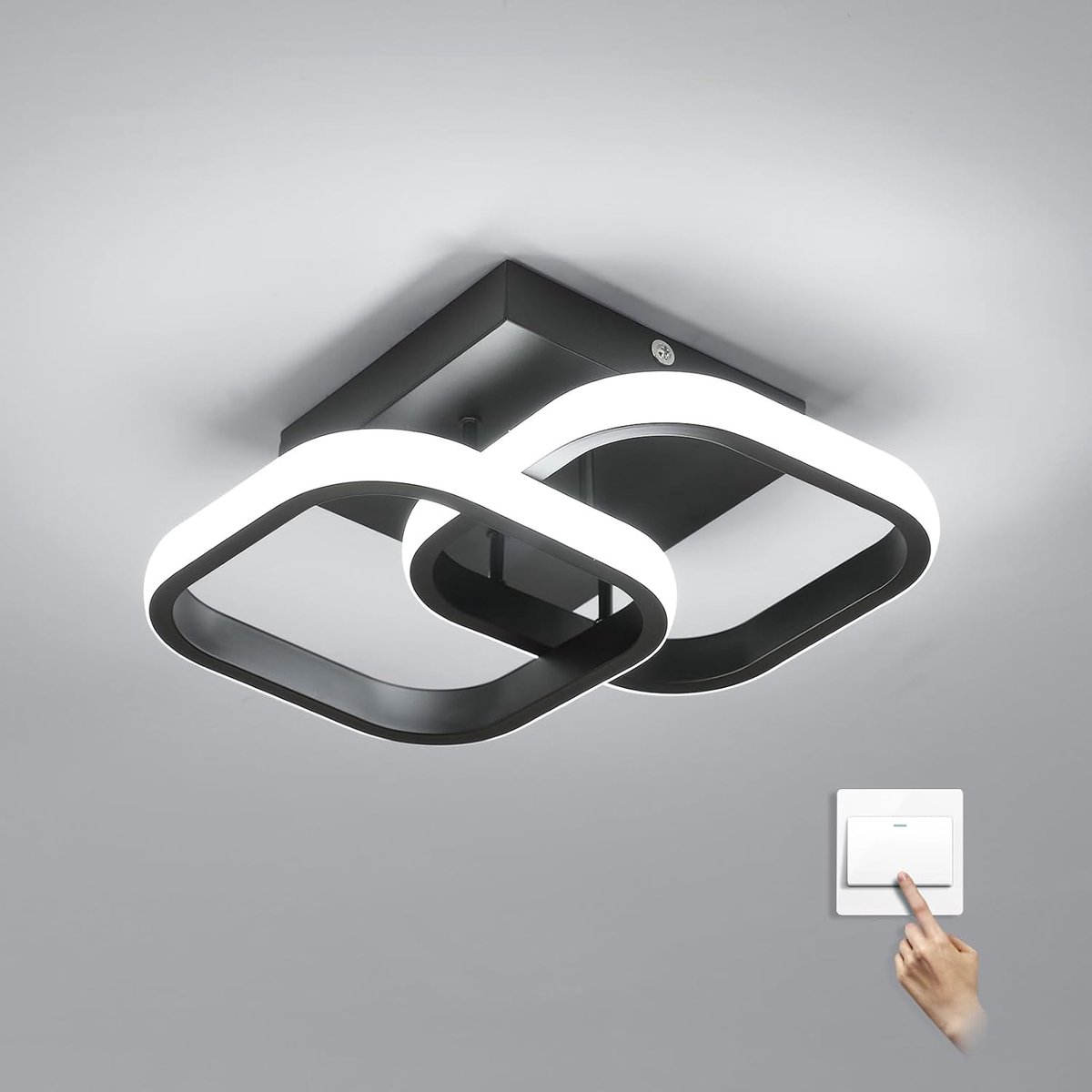 Led plafondlamp, 22W Led plafondlamp vierkant, 3000K warm licht 4500K