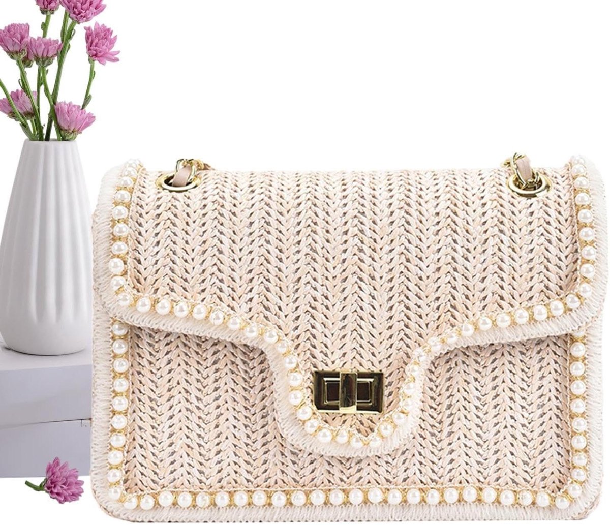 Dames Schoudertas - Zomer Tas - Strand Bezoek - Elegante Organisatie - 23 x 16 cm - Beige