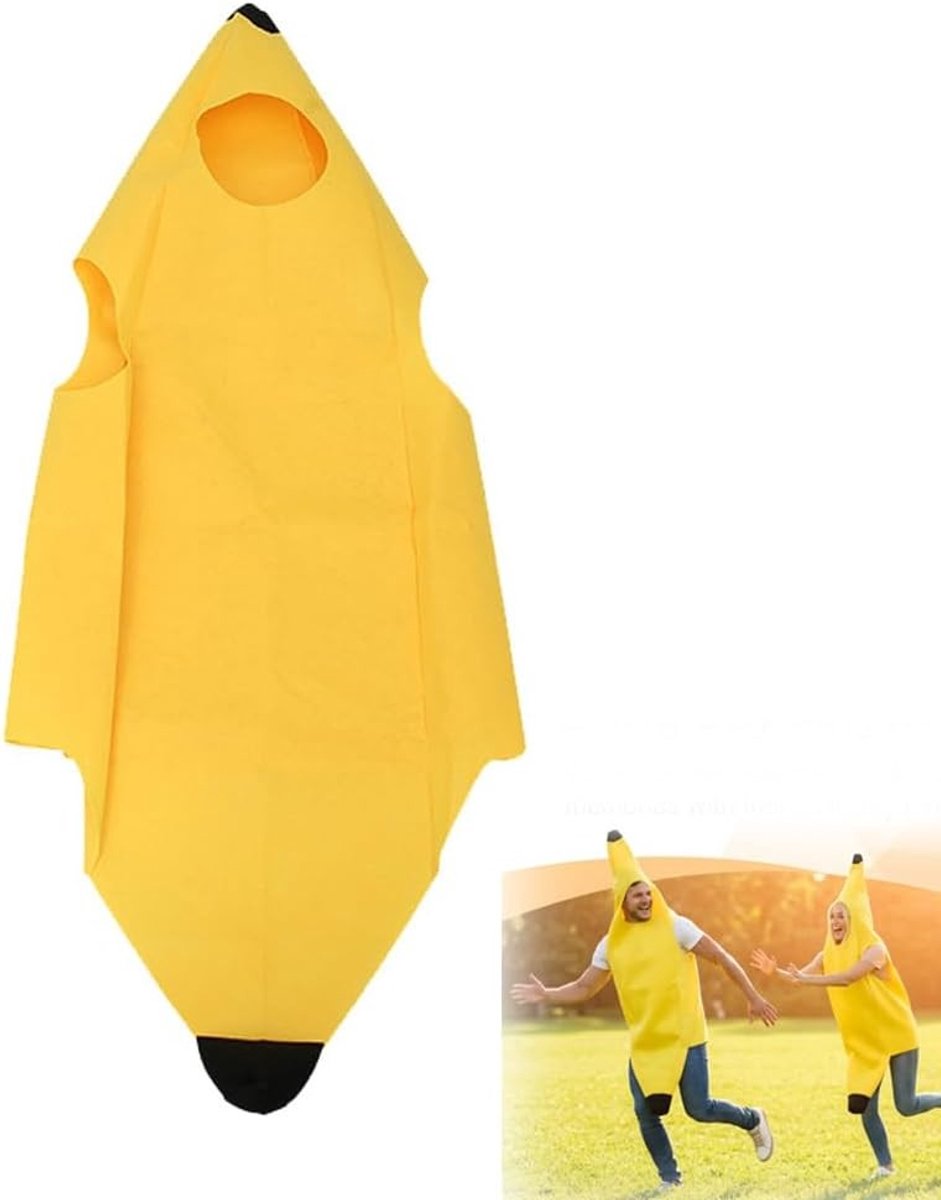 Grappig Bananenkostuum voor Volwassenen - Uniseks Fruitkostuum voor Carnaval en Halloween, Perfect voor Feestjes en Themafeesten