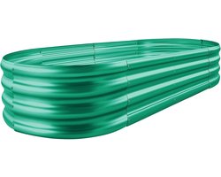 SnelShoppen - Gegalvaniseerde Verhoogde Tuinbedset 4x2x2 ft - Ovaal Metalen Plantenbak voor Groenten - Buiten Tuinbed in Grijs - Duurzaam en Weerbeste