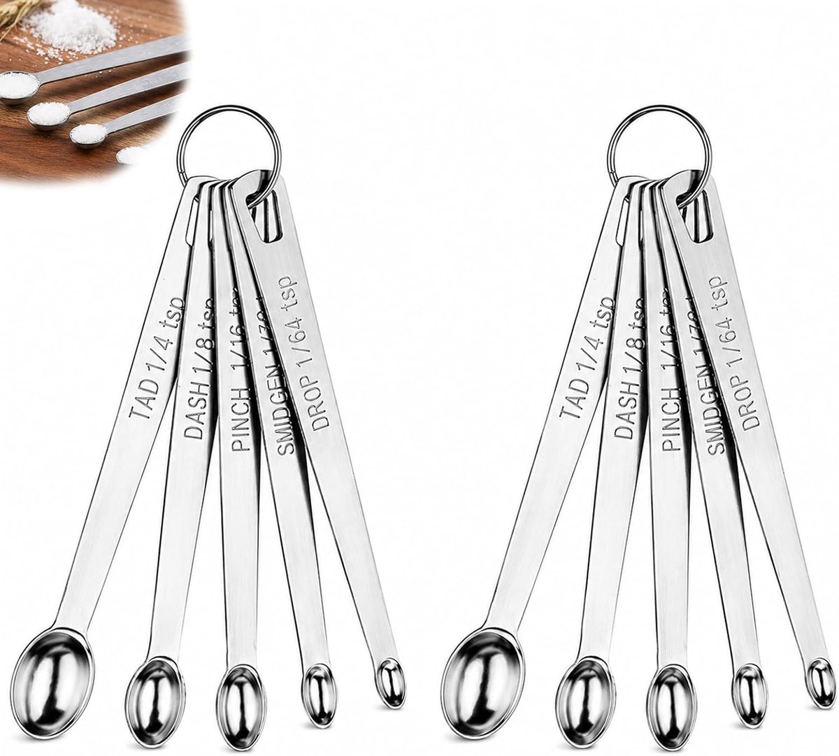 Set van 2 maatlepels van roestvrij staal, maatlepel voor droge en vloeibare ingrediënten, maatlepel gram, schepje nauwkeurig voor keuken en gebak