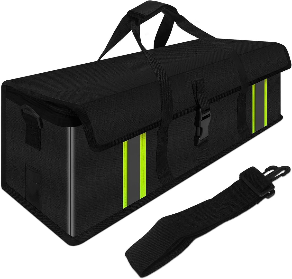 Waterdichte en explosiebestendige e-bike accutas, 8 lagen brandbeveiliging, brandbestendig tot 1800 °C, Groen/Zwart, 49 x 15 x 15 cm, Modern