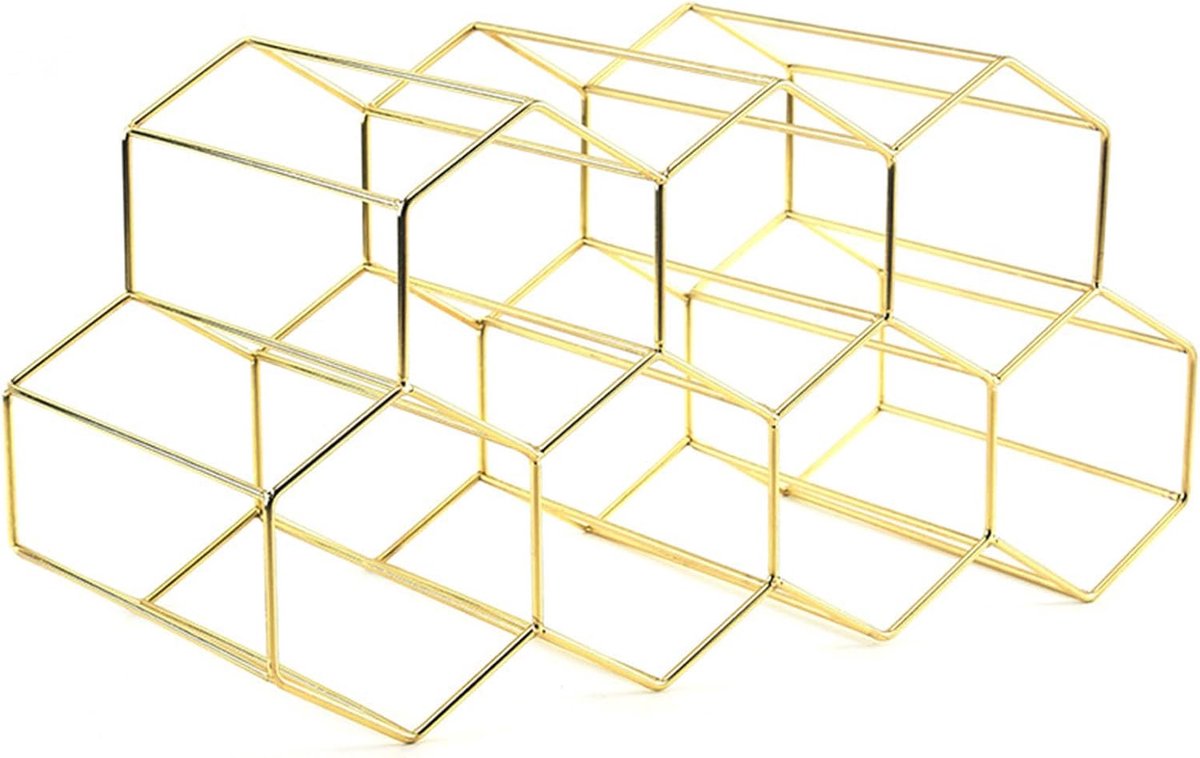 Wijnrek, Metalen Wijnrek voor Aanrecht, Tafelsteun voor Wijnflessen, Wijnrekorganisator, voor Bar, Wijnkelder, Woonkamer, Keuken, Kelder (Roze Goud) (Goud)