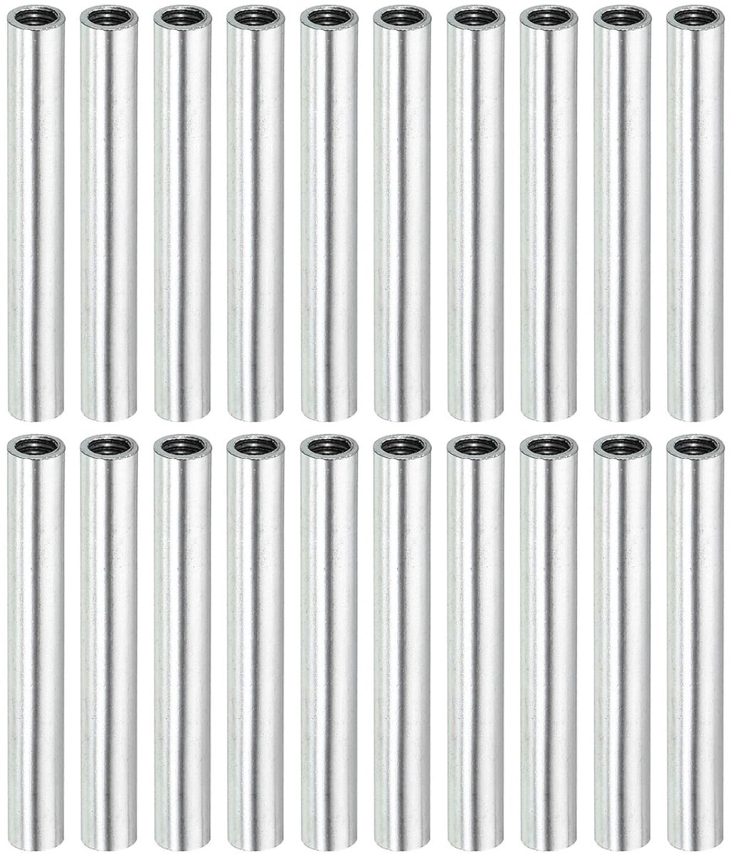 sourcing map 20 stuks ronde koppelingsmoer M4x0,7mm binnendraad 40mm schroefdraad ronde huls connector stang bout buismoer hardware bevestiging zilver