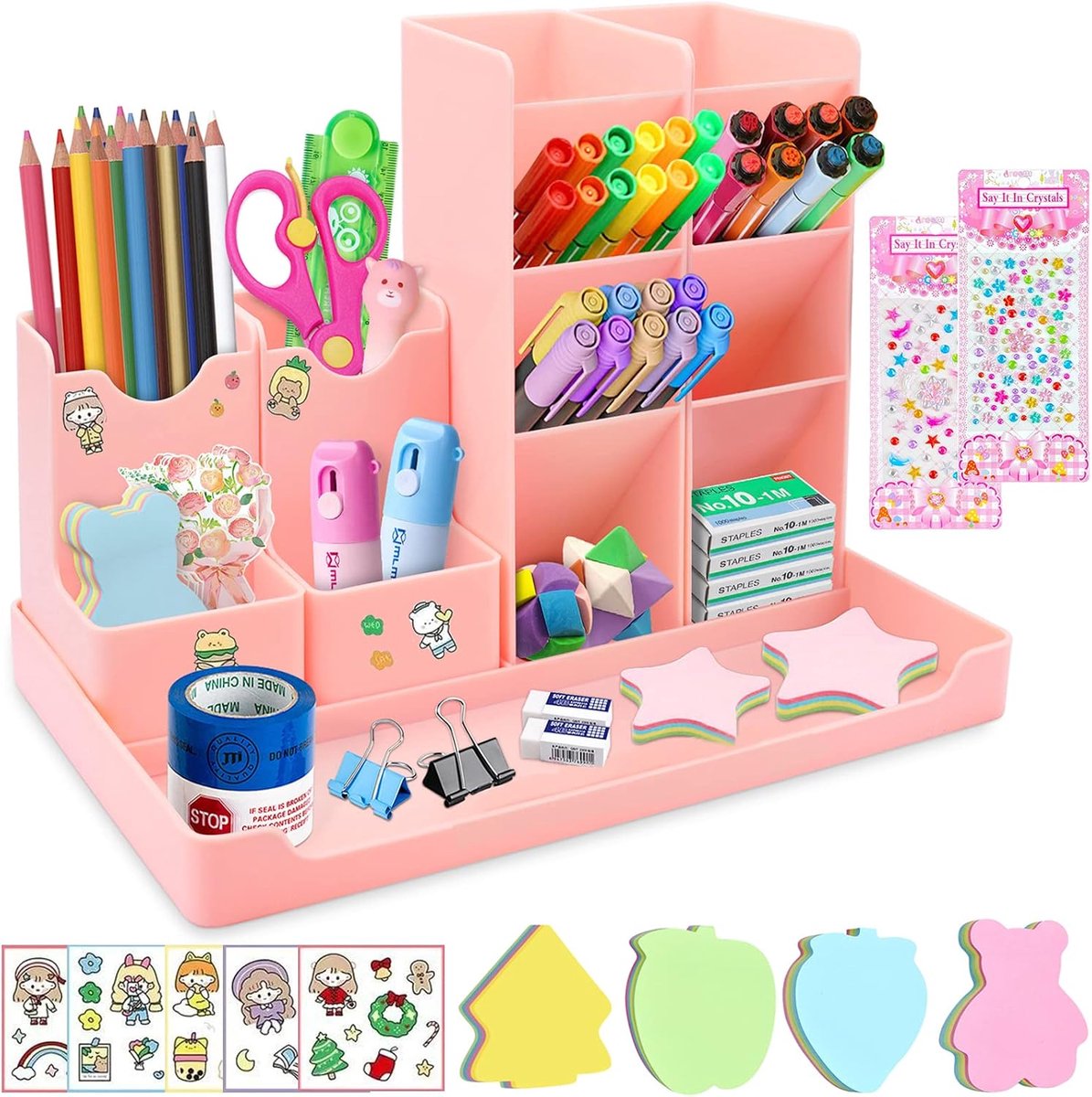 Pennenhouder voor Bureau,Pennenkoker 5 Stuks,Vrij Te Combineren Multifunctionele Bureau-Organizer,voor Kinderen,Pennenkoker voor Pennen,Kantoor,Thuis,School,Roze