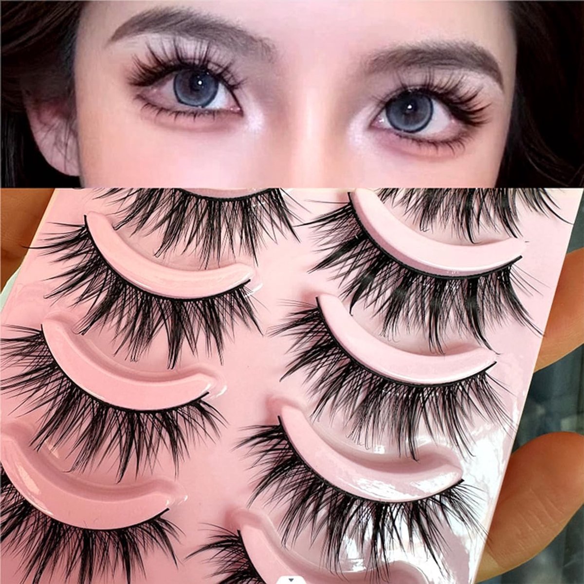 7 paar manga-wimpers, natuurlijke look, Wispy kunstwimpers, 3D-valse wimpers, kattenoogstijl, zachte nepwimpers voor anime cosplay en dagelijks gebruik, DAH-81