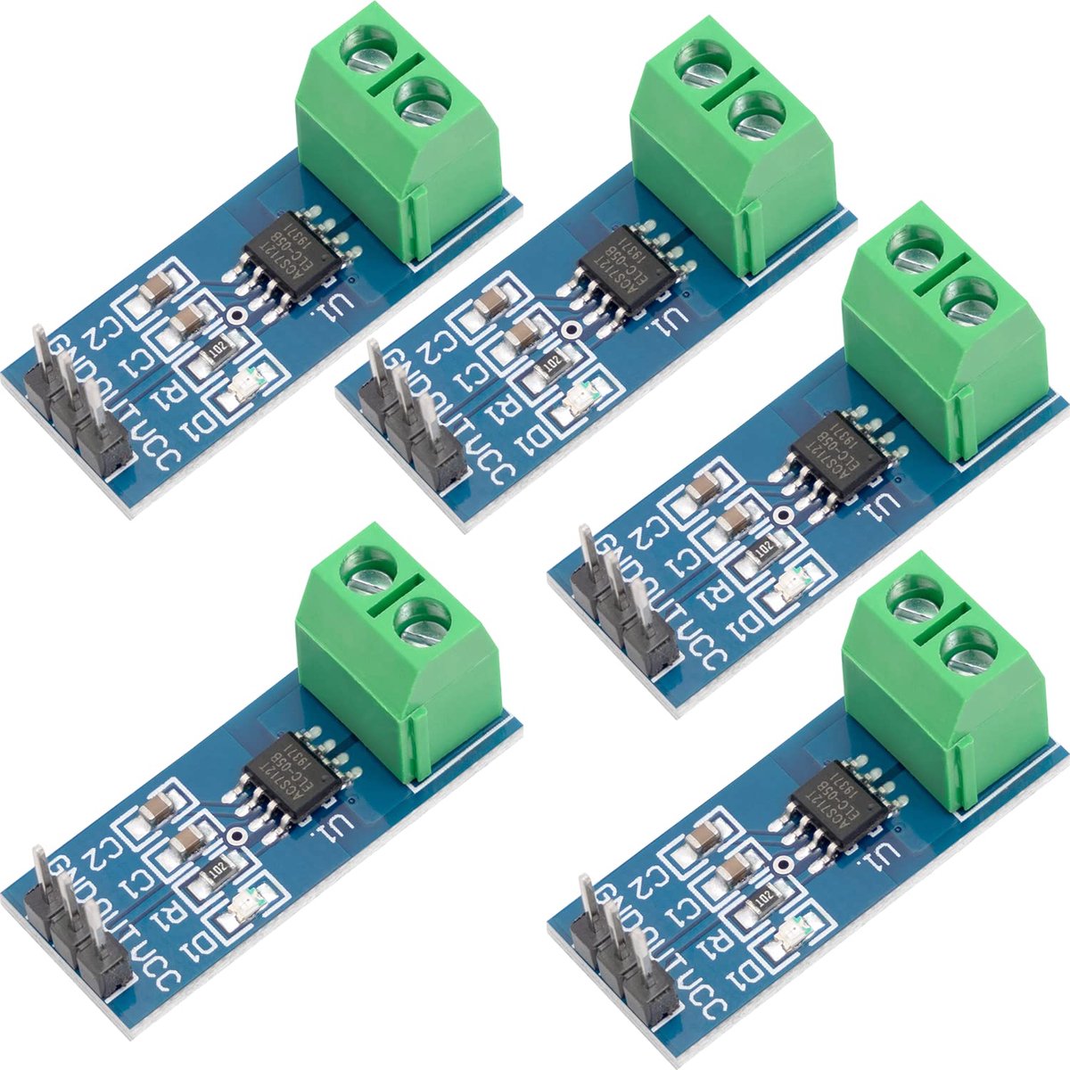 5 x ACS712 20A Amp. Huidige Sensor Range Module Huidige Sensor compatibel met Arduino Inclusief E-Book!