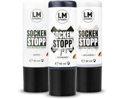 LM-Kreativ Sock Stop Liquid - antislip textielverf set 3x90 ml - zwart wit grijs
