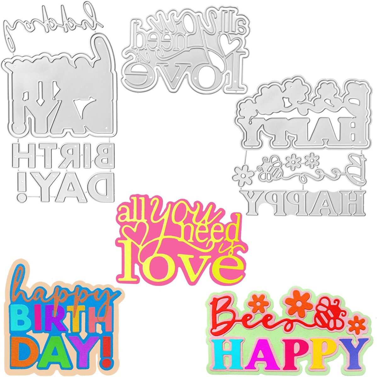 3 Sets Die Cuts voor Kaarten Maken, Senhai Die Cut Stencils Word