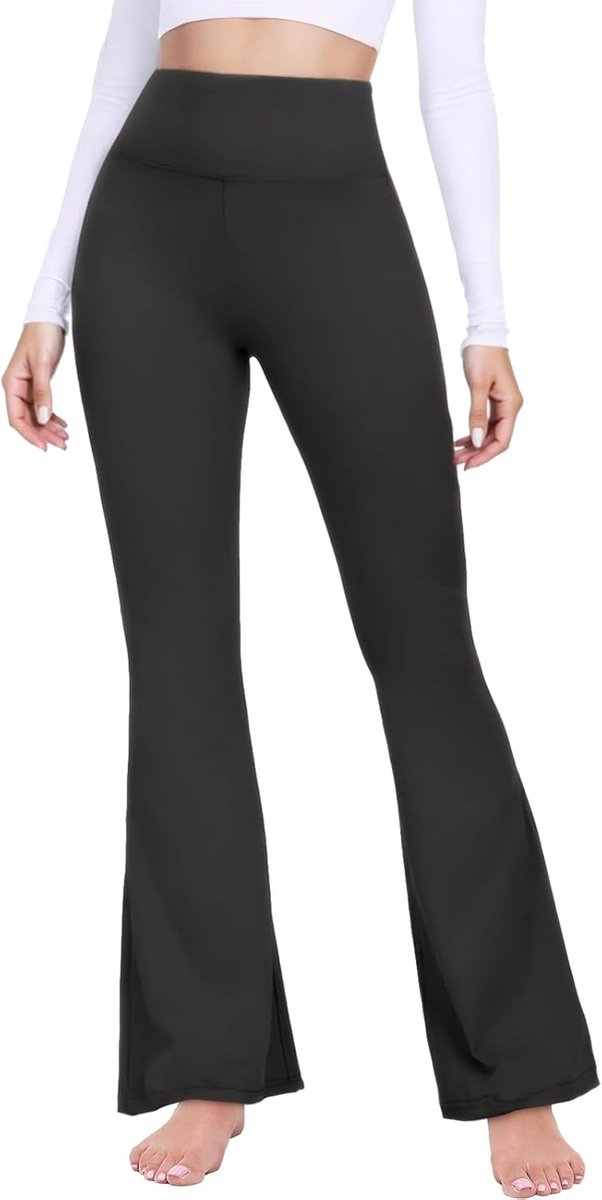 Leggings, hoge taille, bootcut, slagbroek, yogabroek, brede pijpen