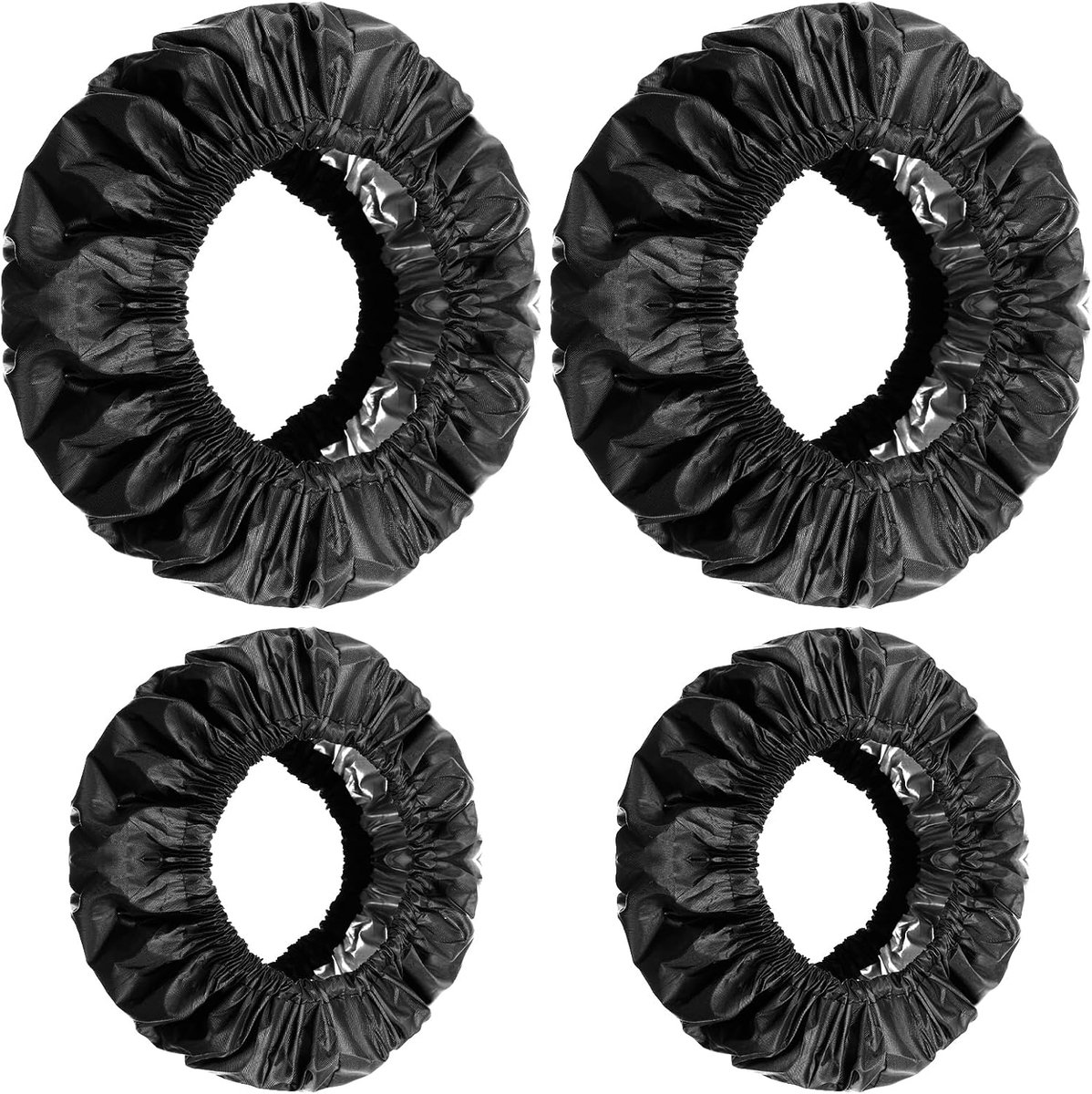 Set van 4 wielhoezen voor baby's, waterdichte beschermhoes van Oxford-stof, zwart, stofdicht, voor kinderwagen en rolstoel
