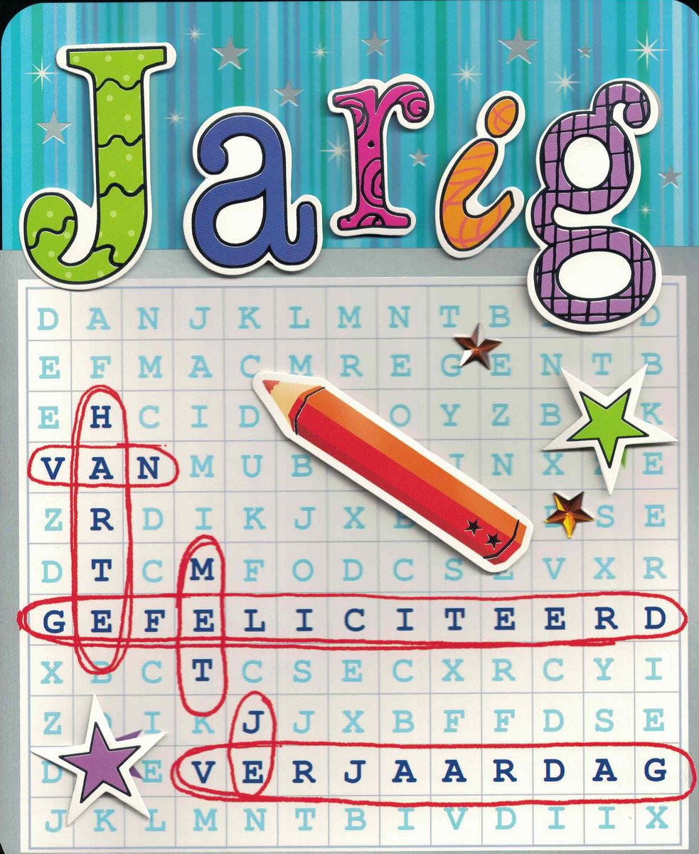 Grote wenskaart - wenskaart - verjaardag - van harte gefeliciteerd - verjaardag puzzelaar - jarig - van harte