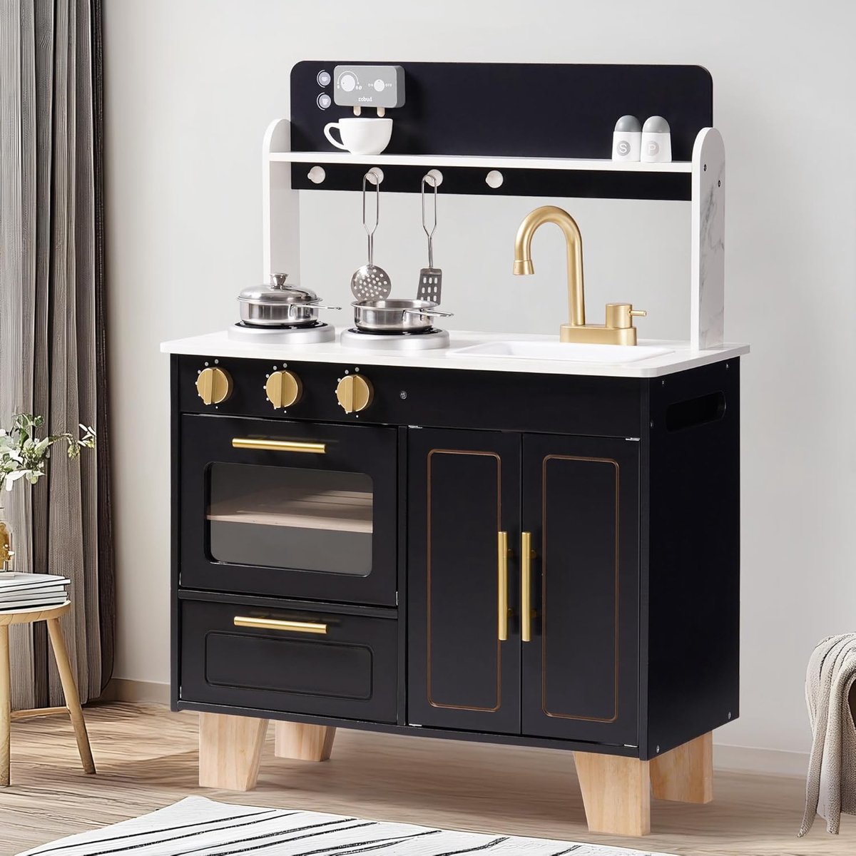 Houten speelgoedkeuken voor kinderen, moderne speelkeuken in