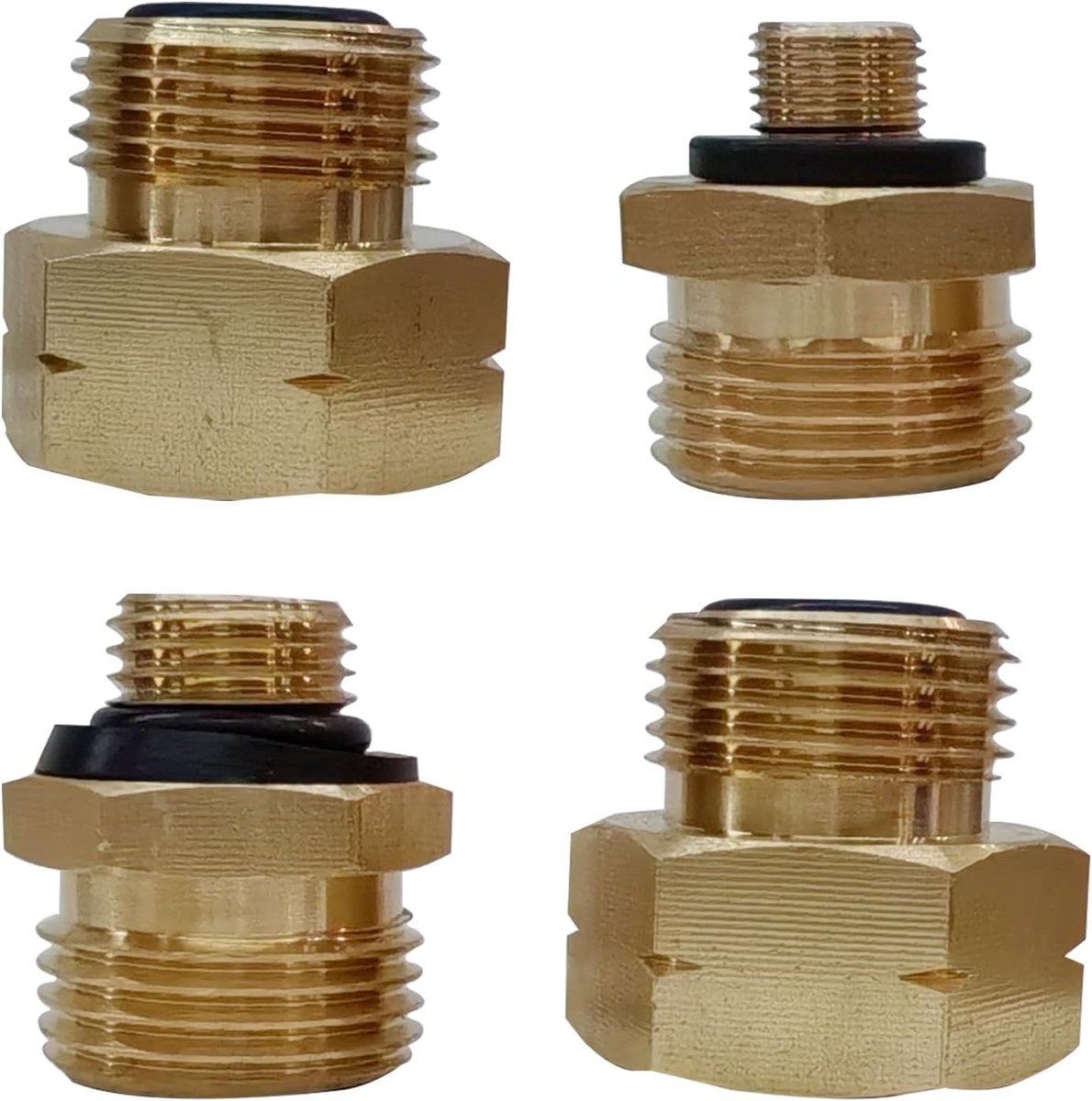 4-delig gasfles adapterset, gasadapter gasflessen adapter, Euro adapter voor gasflessen, voor het vullen van Duitse gasflessen in het buitenland, messing gasadapter voor gasflessen Europa, 1-4